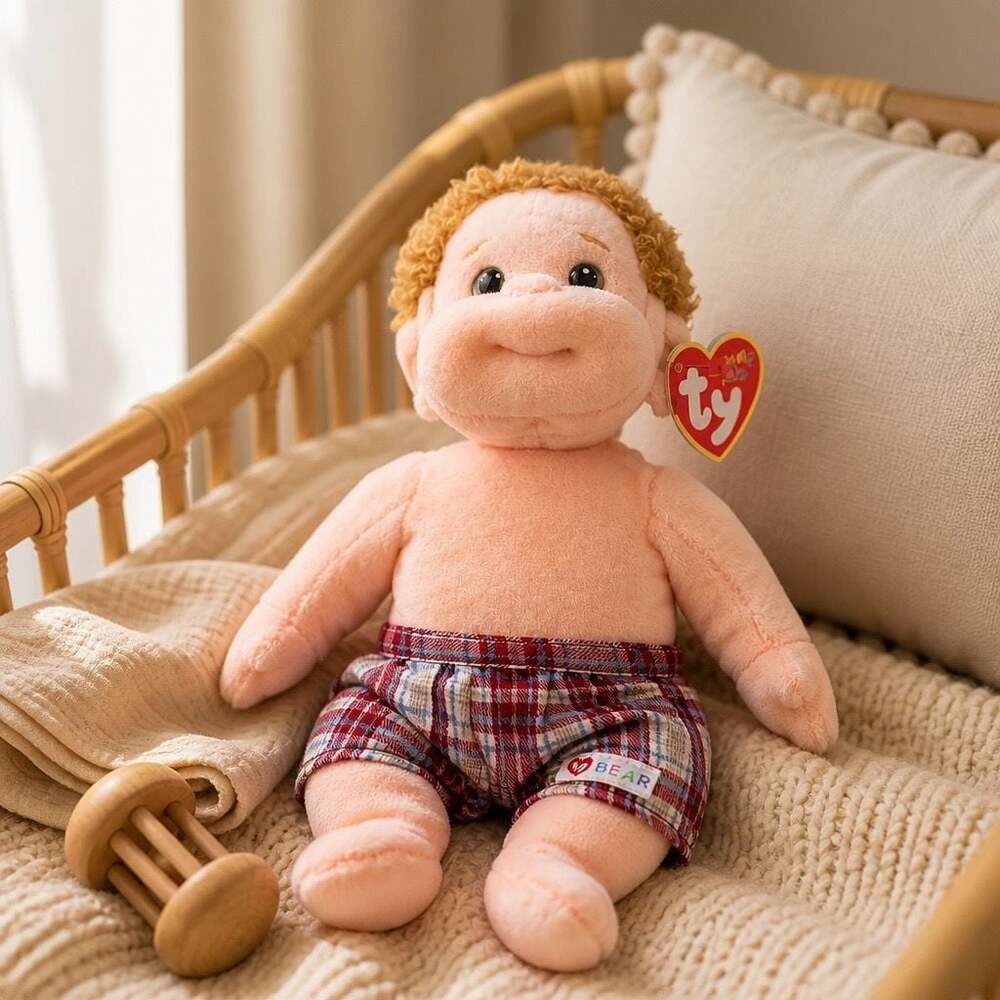 Ty Beanie Kids Collection Boomer Plush Doll with Plaid Shorts and Original Tags